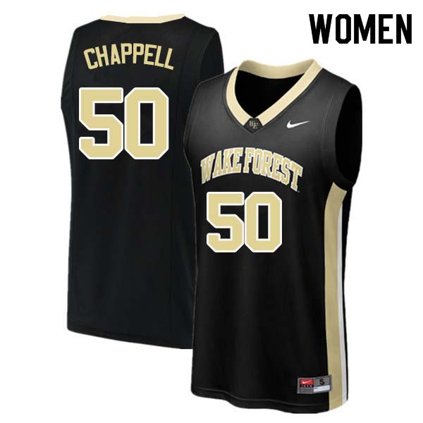 Women #50 Len Chappell Wake Forest Demon Deacons College Basketball Jerseys Sale-Black